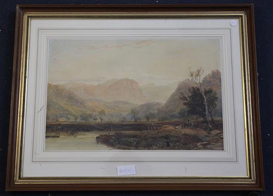 David Cox Junior, watercolour, The Vale of Ffestiniog, signed 33 x 50cm.